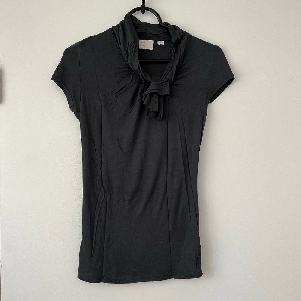 Anthropologie 9-HI5 | Asymmetrical Jabot/Tie Collar Teal Top Size XS